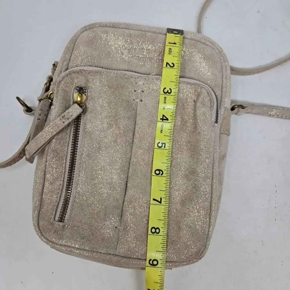 AMERICAN LEATHER COMPANY Cleveland NS Crossbody Bag Stone‎ Shimmer